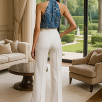 High Waist Wide Leg Ice Silk Pants Women's New Style Thin Loose Straight Cut Versatile Nine Point Long Trousers