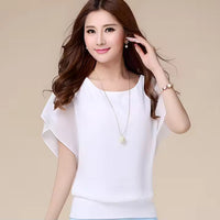 Women's Clothing Chiffon Short Sleeve Bat Wing Shirt Loose Fit Slimming T-Shirt For Women Natalia Home Fashion    Natalia Home Fashion
