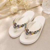 Rhinestone Flip Flops Women's Summer Slope High Heel Non Slip Outer Wear Fashionable Height Enhancing Cool Slippers