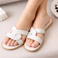 Women's Flat Beach Slippers Cross Band Fashionable Outdoor Wear PVC Home Slippers Macaron Color Sandals Comfortable - Natalia Home Fashion