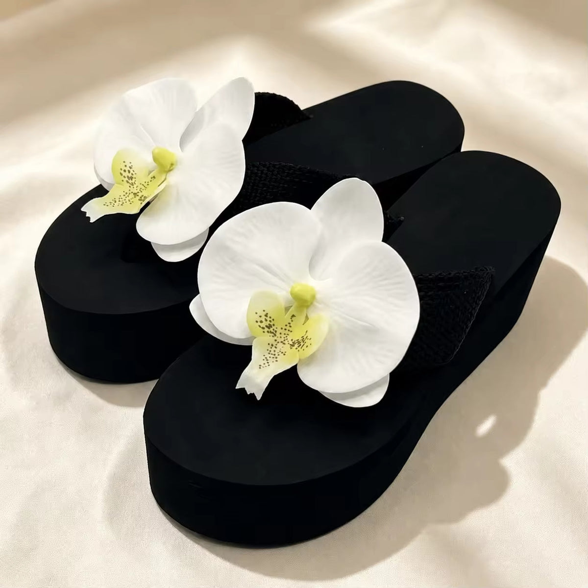 Floral Thick Bottom Sandals Women's Outdoor EVA Buckle Foot Slippers Anti-Slip Heightening Beach Shoes Fashionable Thong Natalia Home Fashion    Natalia Home Fashion