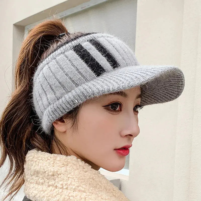 Winter Hat for Women Empty Top Baseball Caps Fashion Female Autumn Warm Casual Visor Caps Outdoor Bicycle Sports Hats Natalia Home Fashion   Thick-03-One-Size Natalia Home Fashion