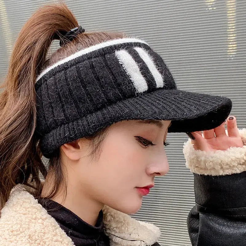 Winter Hat for Women Empty Top Baseball Caps Fashion Female Autumn Warm Casual Visor Caps Outdoor Bicycle Sports Hats Natalia Home Fashion   Thick-02-One-Size Natalia Home Fashion
