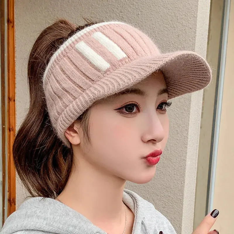 Winter Hat for Women Empty Top Baseball Caps Fashion Female Autumn Warm Casual Visor Caps Outdoor Bicycle Sports Hats Natalia Home Fashion   Thick-04-One-Size Natalia Home Fashion