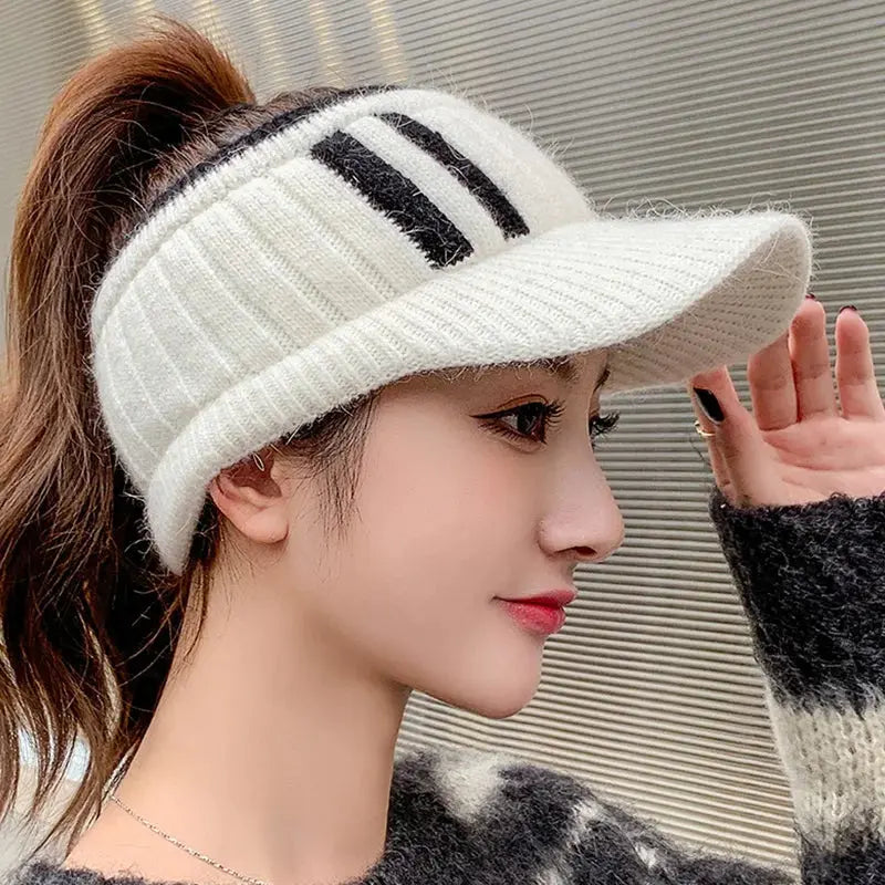 Winter Hat for Women Empty Top Baseball Caps Fashion Female Autumn Warm Casual Visor Caps Outdoor Bicycle Sports Hats Natalia Home Fashion   Thick-01-One-Size Natalia Home Fashion
