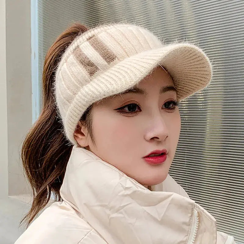 Winter Hat for Women Empty Top Baseball Caps Fashion Female Autumn Warm Casual Visor Caps Outdoor Bicycle Sports Hats Natalia Home Fashion   Thick-06-One-Size Natalia Home Fashion