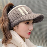 Winter Hat for Women Empty Top Baseball Caps Fashion Female Autumn Warm Casual Visor Caps Outdoor Bicycle Sports Hats Natalia Home Fashion   Thick-05-One-Size Natalia Home Fashion