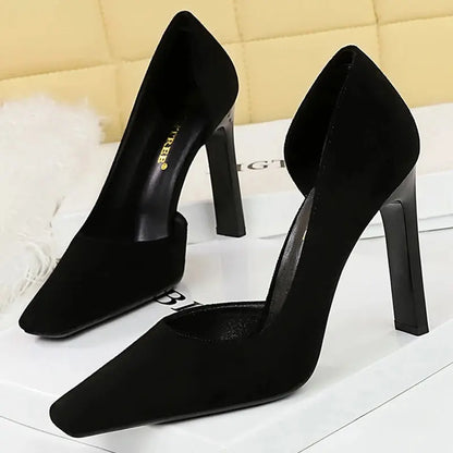 Women 10.5 Cm Heels Square Head Women Pumps Block Heels Ladies Shoes Square Heel Women Shoes Fashion Party Shoes Natalia Home Fashion   black-43 Natalia Home Fashion
