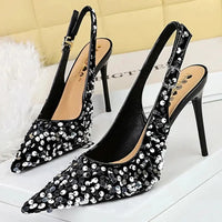 Women 7 Cm 9.5cm Heels Sequin Women Pumps Luxury Banquet Shoes Sexy Party Shoes Fashion High Heels Wedding Shoes Sandals Natalia Home Fashion   869-22-sliver-9.5cm-43 Natalia Home Fashion
