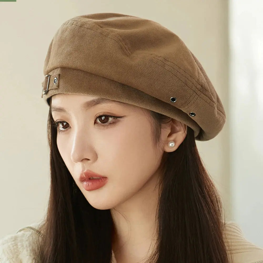 Women Berets New Autumn Winter Cap Hats for Women Solid Vintage Artist Painter Beret Hat Ladies Flat Cap Berets for Women Natalia Home Fashion   Khaki-56-58cm-M-Size Natalia Home Fashion