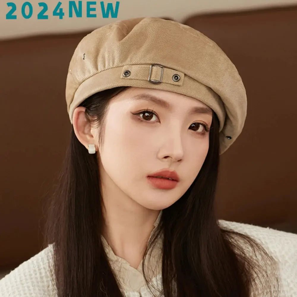 Women Berets New Autumn Winter Cap Hats for Women Solid Vintage Artist Painter Beret Hat Ladies Flat Cap Berets for Women Natalia Home Fashion   Beige-56-58cm-M-Size Natalia Home Fashion