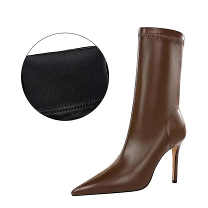 Women Boots High Heels Ladies Pointed Toe Booties Woman 9.5 CM Heel Comfortable Ankle Shoes Sexy Boots For Ladies Heels My Store Boots   Natalia Home Fashion