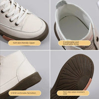 Women Casual Genuine Leather Soft Sole Higth Top Walking Sneaker Girl Student Sport Jogging Shoes Flats Trendy Marton Ankle Boot Natalia Home Fashion    Natalia Home Fashion