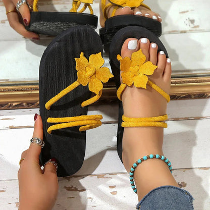 Women Flip Flops Flower Sandals Flat Open Toe Ladies Flip-flop Comfortable Slide Natalia Home Fashion    Natalia Home Fashion