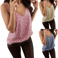 Women Halter Rhinestones Bling Tank Tops Shiny Beach Bralette Party Club Gold Metal Diamond-Studded Camisole Top for Ladies Natalia Home Fashion    Natalia Home Fashion