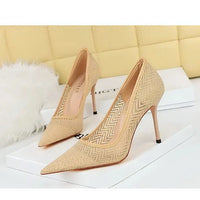 Women Pumps Luxury Mesh Lace Pointed-toe Shoes Wrap-toe Shallow High Heel Pumps For Ladies Annual Meeting Shoes My Store