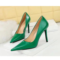 Women Pumps Retro Solid Color Pointed-toe Mujer Zapatos Wrap Toe Shallow Super High Heel Pumps Ladies Career Office Shoes My Store