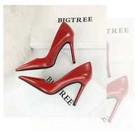 Women Pumps Retro Solid Color Pointed-toe Mujer Zapatos Wrap Toe Shallow Super High Heel Pumps Ladies Career Office Shoes My Store