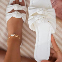 Women Sandals Open Toe Flat Slippers Women Square Head Bow Beach Women Shoes Natalia Home Fashion    Natalia Home Fashion