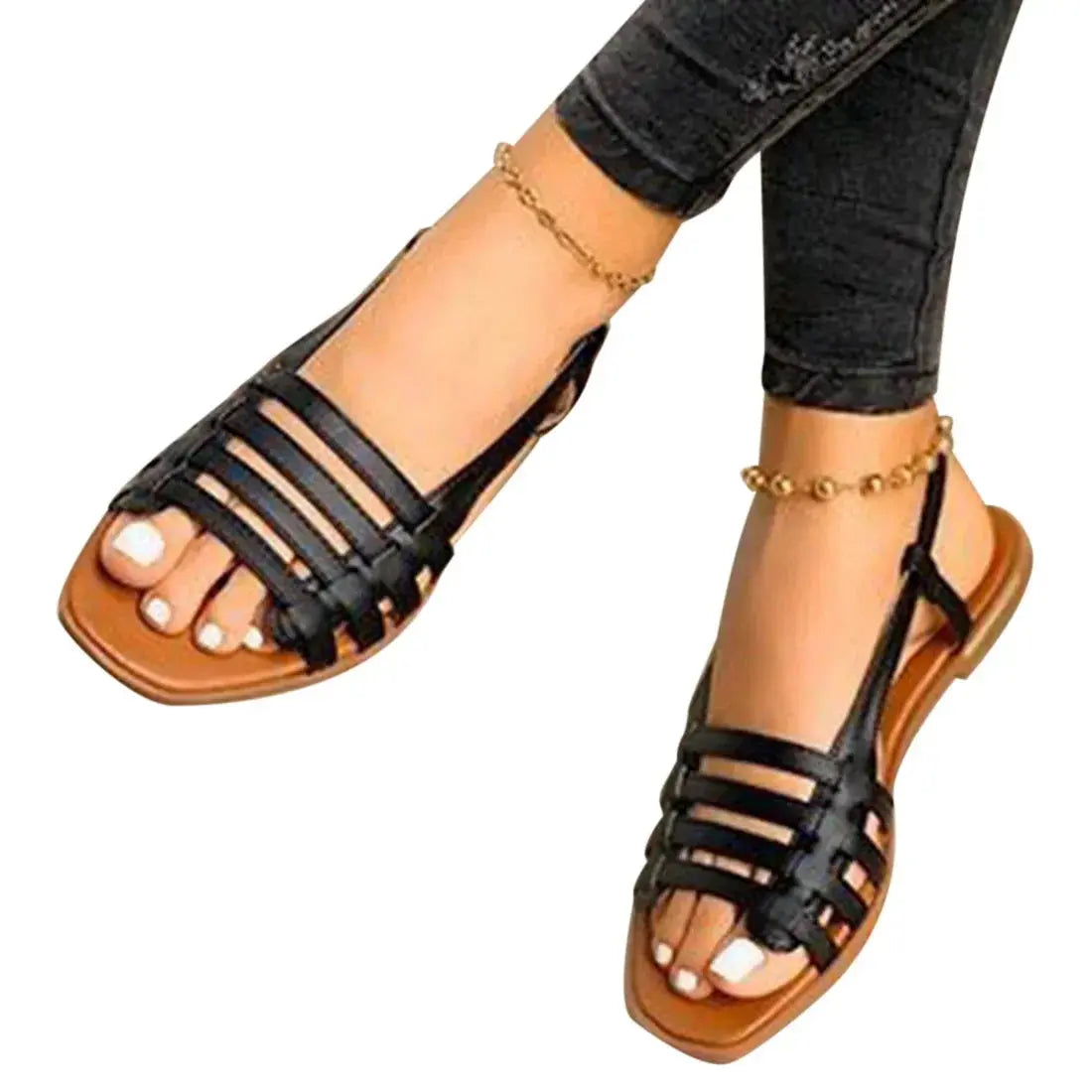Women Sandals Woman Summer Hollow Out Roman Shoes 2024 Women's Gladiator Open Toe Beach Flats Ladies Footwear Plus Size 35-43 Natalia Home Fashion   black-41 Natalia Home Fashion