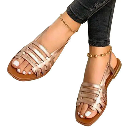 Women Sandals Woman Summer Hollow Out Roman Shoes 2024 Women's Gladiator Open Toe Beach Flats Ladies Footwear Plus Size 35-43 Natalia Home Fashion   Gold-36 Natalia Home Fashion