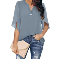 Women Short Sleeve Blouses Chiffon Tops Office Streetwear Shirts Solid Color Elegant Casual Fashion Ladies Clothes Blusas Mujer My Store