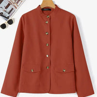 Women Spring Jackets Autumn Fashion Stand Collar Long Sleeve Thin Coats Casual Solid Work Outwear Loose Shirt Caquetá Natalia Home Fashion    Natalia Home Fashion
