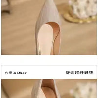 Women Wedding Shoes Comfortable Suede Solid Color Pointed-toe Mujer Shoes Wrap-toe Shallow Flats For Ladies Banquet Bridal Shoes My Store