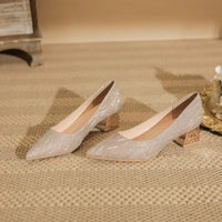Women Wedding Shoes Comfortable Suede Solid Color Pointed-toe Mujer Shoes Wrap-toe Shallow Flats For Ladies Banquet Bridal Shoes My Store
