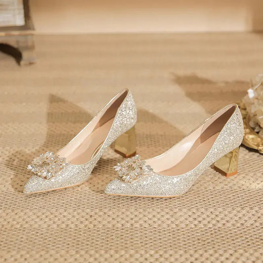 Women Wedding Shoes Comfortable Suede Solid Color Pointed-toe Mujer Shoes Wrap-toe Shallow Flats For Ladies Banquet Bridal Shoes My Store