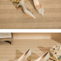 Women Wedding Shoes Comfortable Suede Solid Color Pointed-toe Mujer Shoes Wrap-toe Shallow Flats For Ladies Banquet Bridal Shoes My Store