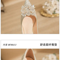 Women Wedding Shoes Comfortable Suede Solid Color Pointed-toe Mujer Shoes Wrap-toe Shallow Flats For Ladies Banquet Bridal Shoes My Store