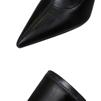 Women's High-Heeled Pointed Sexy Slim Boots Stretch Black Super Long Mid-Tube Boots My Store