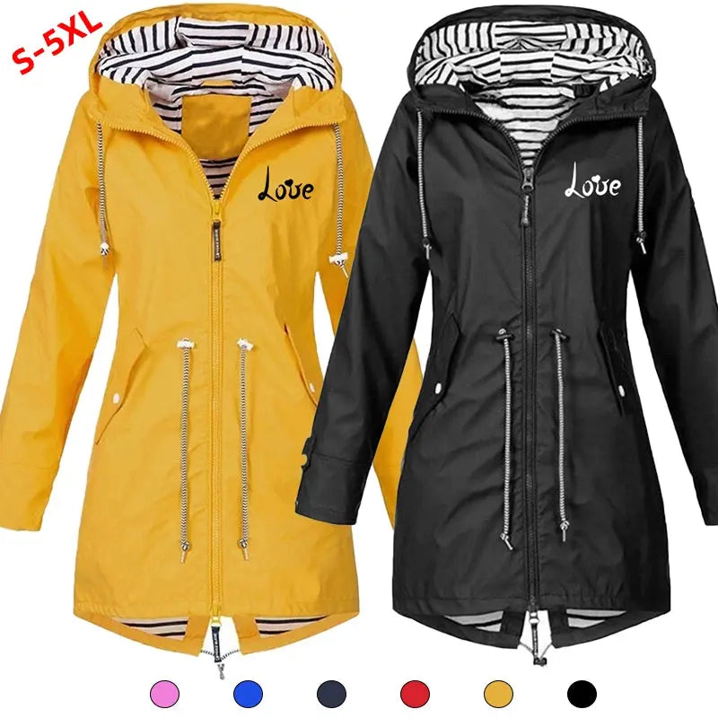 Women's Windproof Waterproof Jacket Outdoor Climbing Long Sleeve Hooded Coat Fashion Windbreaker Raincoat Natalia Home Fashion    Natalia Home Fashion