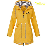 Women's Windproof Waterproof Jacket Outdoor Climbing Long Sleeve Hooded Coat Fashion Windbreaker Raincoat Natalia Home Fashion   Yellow-4XL Natalia Home Fashion