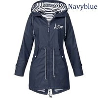 Women's Windproof Waterproof Jacket Outdoor Climbing Long Sleeve Hooded Coat Fashion Windbreaker Raincoat Natalia Home Fashion   Navy-Blue-4XL Natalia Home Fashion