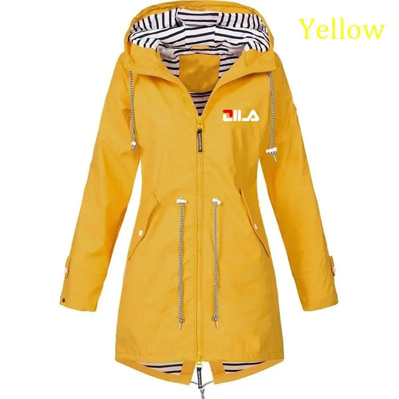Women's Windproof Waterproof Jacket Outdoor Climbing Long Sleeve Hooded Coat Fashion Windbreaker Raincoat Natalia Home Fashion   yellow-L Natalia Home Fashion