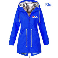 Women's Windproof Waterproof Jacket Outdoor Climbing Long Sleeve Hooded Coat Fashion Windbreaker Raincoat Natalia Home Fashion   blue-4XL Natalia Home Fashion