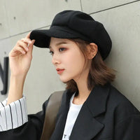 Women‘s Winter Vintage Berets Caps French Artist Warm Felt Hats Beret Female Solid Octagonal Hats Autumn Girl Natalia Home Fashion    Natalia Home Fashion