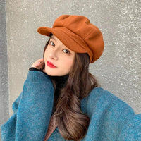 Women‘s Winter Vintage Berets Caps French Artist Warm Felt Hats Beret Female Solid Octagonal Hats Autumn Girl Natalia Home Fashion    Natalia Home Fashion