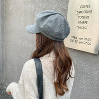 Women‘s Winter Vintage Berets Caps French Artist Warm Felt Hats Beret Female Solid Octagonal Hats Autumn Girl Natalia Home Fashion    Natalia Home Fashion