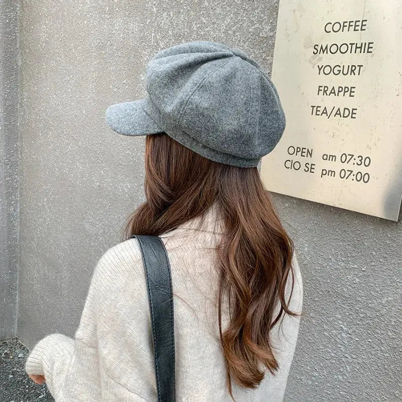 Women‘s Winter Vintage Berets Caps French Artist Warm Felt Hats Beret Female Solid Octagonal Hats Autumn Girl Natalia Home Fashion    Natalia Home Fashion