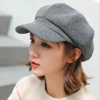 Women‘s Winter Vintage Berets Caps French Artist Warm Felt Hats Beret Female Solid Octagonal Hats Autumn Girl Natalia Home Fashion   grey-56-58cm Natalia Home Fashion