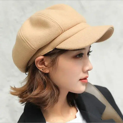 Women‘s Winter Vintage Berets Caps French Artist Warm Felt Hats Beret Female Solid Octagonal Hats Autumn Girl Natalia Home Fashion    Natalia Home Fashion