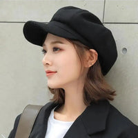 Women‘s Winter Vintage Berets Caps French Artist Warm Felt Hats Beret Female Solid Octagonal Hats Autumn Girl Natalia Home Fashion   black-56-58cm Natalia Home Fashion