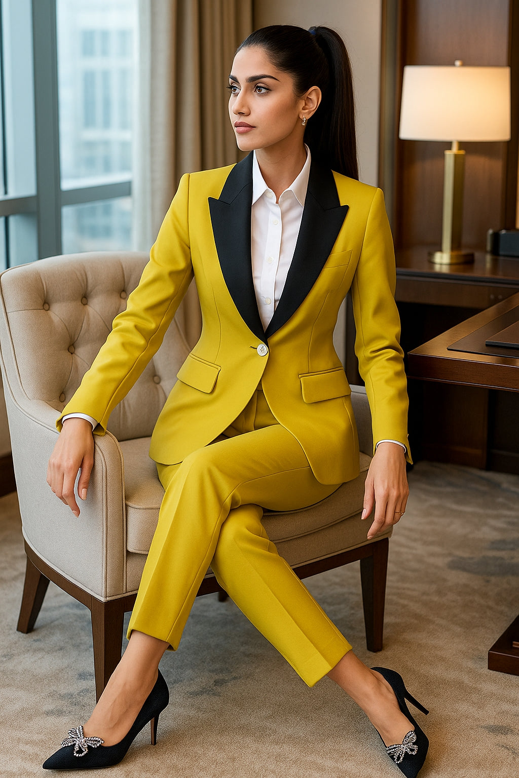 Elegant Casual Fashionable Women's Semi formal Suit Cotton Suit Jacket Matching Set Business Attire High End Workwear