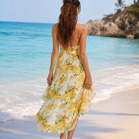 Women's Summer Dress Female Strap Long Sundress Sexy Flower Print Backless Maxi Dresses Lady Casual Sleeveless