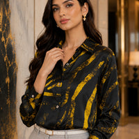 Loose Zebra Print Long Sleeve Silk Shirt Women Blouse Tops Fashion Office Lady Autumn Turn Down Collar Clothes