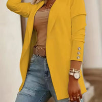Women Metallic Button Long Sleeve Casual Blazer Female Notched Cardigan Jacket Outwear Natalia Home Fashion    Natalia Home Fashion