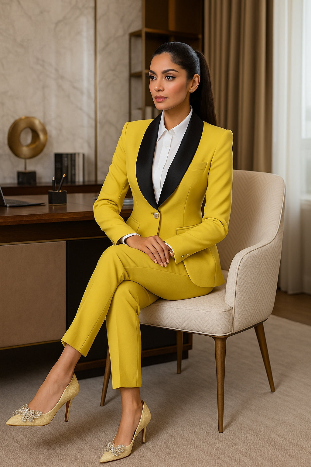 Elegant Casual Fashionable Women's Semi formal Suit Cotton Suit Jacket Matching Set Business Attire High End Workwear